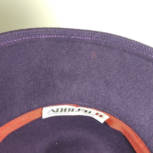 Adolfo II Women's Vtg Esccello Purple 100% Wool Felted OS Fedora Hat - Picture 9 of 13